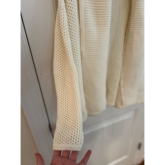 Haven Well Within Organic Cotton Honeycomb‎ Shawl Cream Cardigan Sz Small - Picture 4 of 6